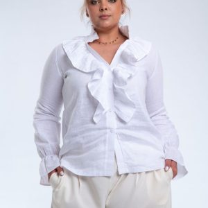 White Frilled Collar Linen