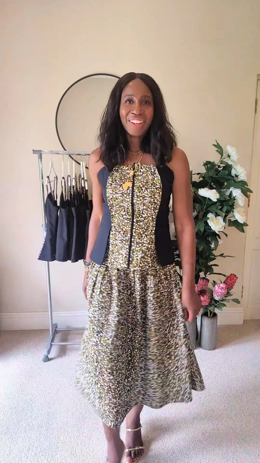 Ama African Print Skirt- Lemon-Brown